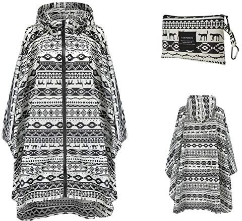 Freiesoldaten Damen Wasserdicht Regenponcho Stilvoll Wiederverwendbar Leicht Draussen Regenmäntel Regenjacke mit Haube