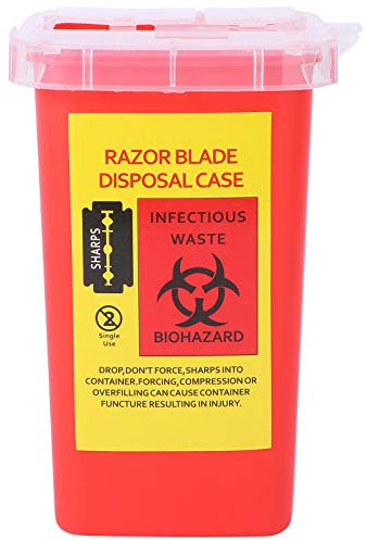 Minkissy Blade Dispenser Case Razor Blade Disposal Case Barber Shop Storage Bank Container for Used Razor Blades Red