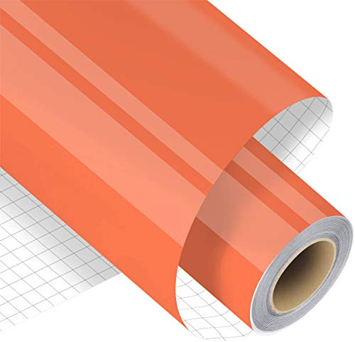 Madlie Orange Permanent Adhesive Vinyl Roll - 12 x 15 FT Premium Removable Vinyl for Craft，Signs, Scrapbooking,and Other Craft Cutters.