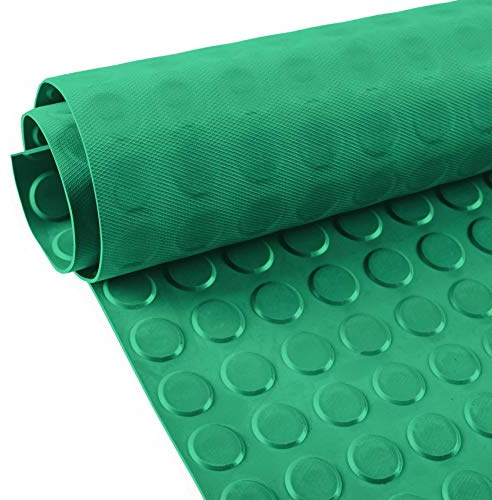 Gummimatte Noppen TPE geruchsarm Grün - Antirutschmatte 500 x 100 cm | Geruchsarme Antirutschmatte, zuschneidbar - Bodenschutz für Werkstatt, Garage, Keller, Anhänger, Werkbank & Fitnessraum