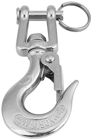 Swivel Eye Hook, 304 Stainless Steel Swivel Eye Clevis Lifting Chain Snap Hook 150KG Working Load Limit(90mm)