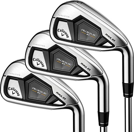 Callaway Golf Rogue ST Max OS Eisen-Set (rechte Hand, Graphitschaft, steife Flex, 4 Eisen - PW, Set mit 7 Schl?gern)
