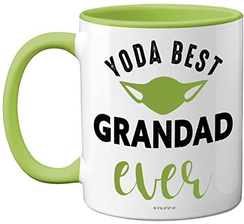 Yoda Best Mug - Grandad Fathers Day Mug Gifts, Birthday, Christmas Dinosaur Gifts, 11oz Ceramic Dishwasher Safe Coffe Cup, Grandad from Grandchildren, Cute Funny Made in UK