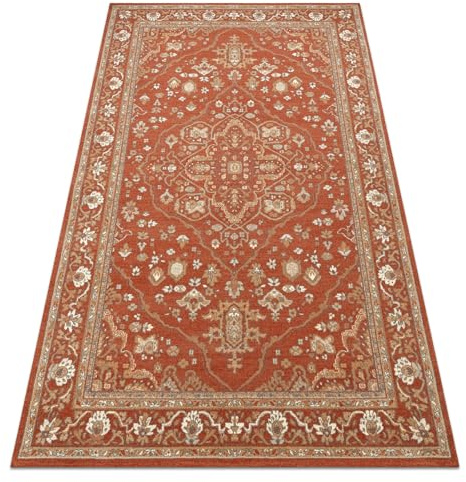 rugsx Wollteppich SOHO OSTA Kollektion 477.01.LA301, 100% Wolle, klassisch, Ornament, Rahmen, Oeko-TEX Zertifiziert, terrakotta/beige 240x340 cm