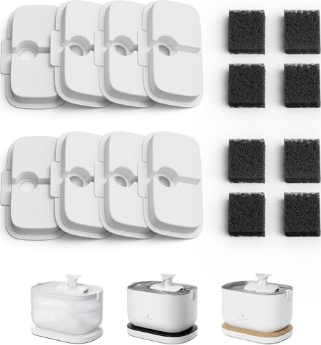 PETLIBRO 8 Packs Replacement Filters for Dockstream Cat Water Fountain | Compatible with PLWF005, PLWF105, PLWF115, PLWF106, PLWF116, Activated Carbon, Ion Exchange Resin