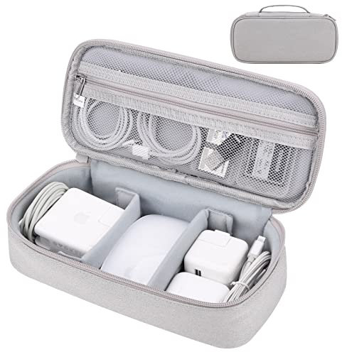 Yundoor Cord Organizer Travel Case, Portable Tech Organizer Pouch Bag for Cable & Charger, Tech Electronics, Travel Essentials (Light Grey)