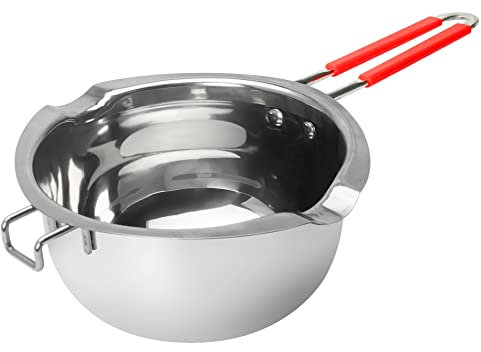 BringLuck2U Creuset pour Bain-Marie,1200ml ChaudièRes Universelles en Acier Inoxydable,avec PoignéE RéSistante à La Chaleur,Fond Plat,pour La Chauffage du Lait,du Beurre Ou du Chocolat
