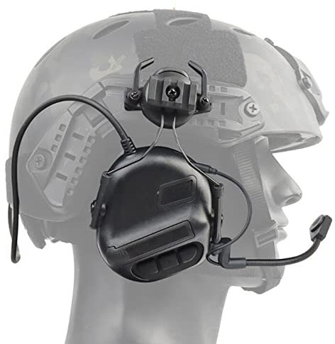 Casque tactique pour casque (avec adaptateur de raille), suppression du bruit et micro avec micro, casque de jeu Cs (noir)