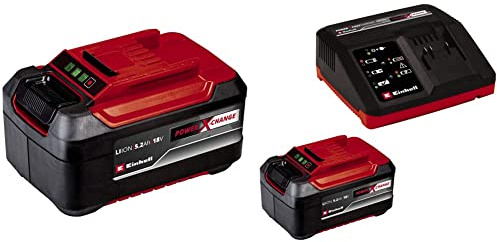 Originale Einhell 18V batteria 5,2Ah Power X-Change Plus (18 V, 5.2 Ah, 1260 W, senza caricabatteria) & Originali Starter Kit PXC 18V 5,2 Ah