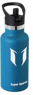 Super Sparrow Water Bottle Stainless Steel 18/10 - Ultralight Metal Water Bottle - 350ml - Insulated Water Bottles - Water Bottle with Straw Lid - Flask for Gym, Travel, Sports