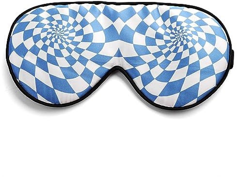 townssilk Schlafmaske aus 100 % Seide, mit verstellbarem Seidenband, bequem und super weich, Augenmaske, ultimative Schlafhilfe, Augenbinde, DizzyingSquares - Blau