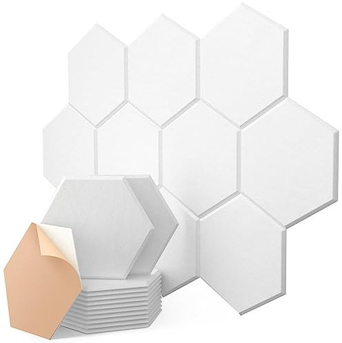 Panneaux Acoustiques Hexagonaux Auto-Adhésif, 30x35x0.9cm, 12 Pièces, Haute Densité Isolation Phonique Mur pour la Décoration et le Traitement Acoustique, Anti Bruit Mousse Acoustique