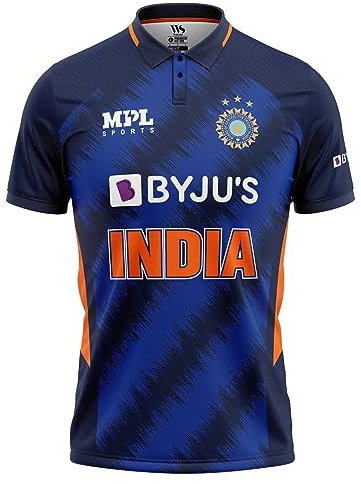 Indien ICC ODI T20 Cricket-Fan-Trikot, personalisierbar mit Ihrem Namen, fortschrittliches 100% Dryfit-Polyester, Indien T20 Wc 2021, 4XL