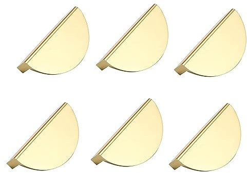 LATRAT 6 Stück Schrankgriff Gold Halbmond Möbelgriffe Goldene Küchenschränke Aluminium Modern für Wohnküche Büromöbel, Nachttischkabinett, Kommode, Schränke