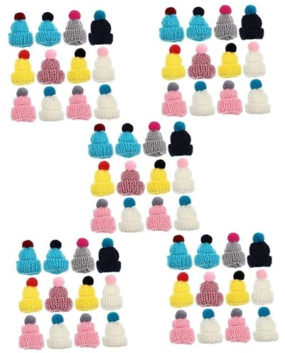 COHEALI 60 Stück Mini-Mützen-Strickzubehör Miniatur-Dekoration Mini-Dekor Puppen-Bastelmütze Austauschbare Kleine Hüte DIY-Weinflaschen-Hüte Puppenzubehör Kawaii-Miniatur-Hüte