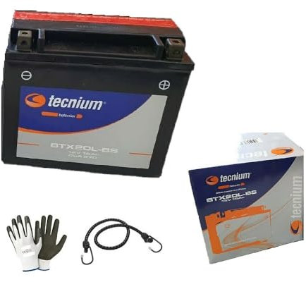 Kompatibel mit Bombardier-Can am Outlander 330 von Baujahr 2004 bis 2005, Akku BTX20L-BS TECNIUM(komplett und einbaufertig) Yuasa YTX20L-BS 12V/18AH Motorradbatterien 175X87X155