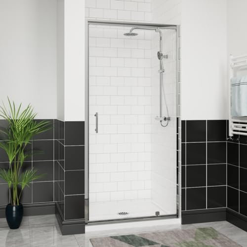 Aquariss 900mm Chrome Pivot Alloy Hinge Shower Door Enclosure 6mm Clear Self Clean Glass Screen Cubicle Reversible