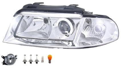 Johns, Scheinwerfer Halogen Front passend für Audi A4 8D 02/99-11/00 H7 H7 Links Fahrer + Nebelscheinwerfer + Leuchtmittel