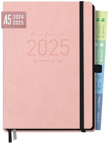 Häfft® Chäff-Timer Deluxe Kalender 2024/2025 A5 Rosé Buchkalender, Terminkalender, Terminplaner für 18 Monate: Juli 24 bis Dez. 25 - nachhaltig & klimafreundlich
