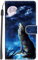 Xkladz Handyhülle für Samsung Galaxy A55 5G Hülle PU Leder Klapphülle Klappbar Schutzhülle Handytasche mit Muster Motiv Kartenfach Stoßfeste Brieftasche Flip Case für Mädchen Silikon Cover, Blau Wolf