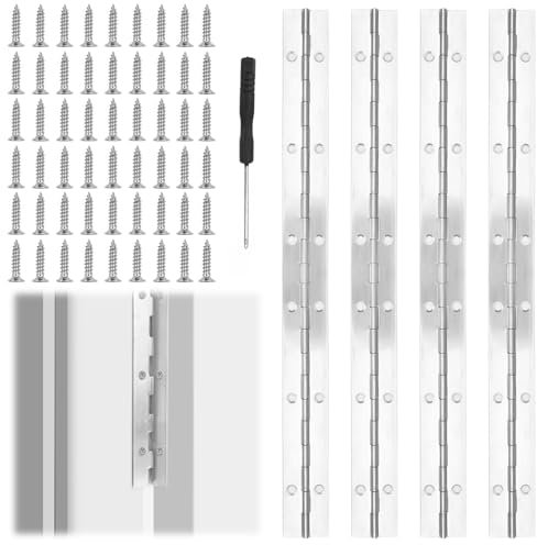 4 Pièces 30 cm Charnière Piano Acier Inoxydable, Charnière à Tige pour Piano avec Trous, Charnières de Piano, Charnières de Piano pour Pianos, Coffres de Bateau, Boîtes de Rangement, Portes de Placard