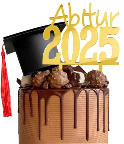 BOOMTOP Abitur 2025 Tortendeko Abi Cake Topper Abschluss Kuchen Deko Gold Acryl Kuchen Topper 2025 Graduation Spigeleffekt Kuchenstecker Abschlussfeier Kuchen Dekoration