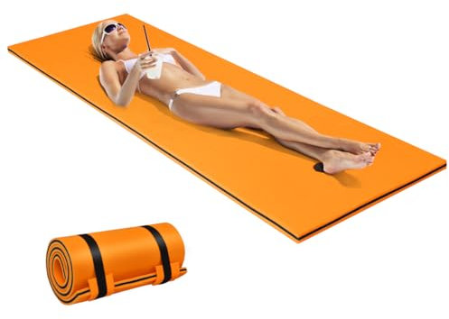 HOMASIS Matelas Flottant Piscine pour 1/4/6 Personnes,Tapis d'eau en Mousse XPE Enroulable, Hamac Adulte pour Bain de Soleil, Activités Nautiques,Mer, Lac, Charge 60/100/400 kg (Orange, 220 x 66 cm)
