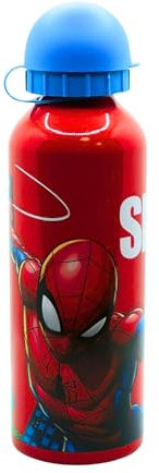 Marvel Spider-Man Bouteille Réutilisable, Conception en Aluminium Résistant, Bouteille D'eau pour Enfants, Bouteille de Voyage Cantine Spiderman, Capacité 500 ml | Rouge