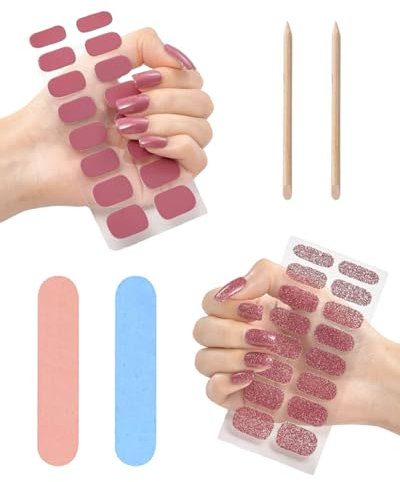 UYRVAPE 32 Hojas Pegatinas Uñas Decorativas, Pegatinas Uñas Adhesivas Tiras Esmalte Cubierta Completa Decoración Uñas Nail Stickers Art Full Cover, con Lima de Uñas para Arte de Uñas DIY