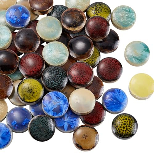 SOFPLATE 1 Box 200g Round Ceramic Mosaic Tiles - Colorful Irregular Broken Pieces Bulk for DIY Craft Plate, Flowerpot, Vases, Cup and Home Decor