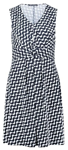 Betty Barclay Damen Shirtkleid ohne Arm 38, Dunkelblau/Weiß