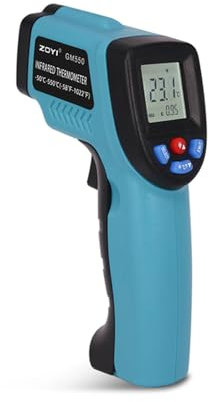 ZOYI Infrared Thermometer Digital Laser Temperature Gun 12:1, Non-Contact IR –50 °C to 550 °C Adjustable Emissivity °C/°F LCD Backlight, Data Hold, Alarm for Cooking, Pizza Oven, HVAC (GM550)