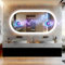 LUVODI Bathroom Mirror with LED Lights: 1200x600mm Oval Wall Illuminated Mirror with Bluetooth Speakers Dimmable 3 Colours Backlit, Anti-fog, Memory Function, Smart Time Temperature Display