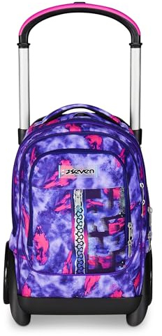 Seven Trolley Scuola Sganciabile Tyre, Viola, Zaino Con Carrello Sganciabile Da 40 L, Maxi Ruote e Crossover System, Maneggevole e Resistente, Scuola Elementare e Media, Zaino Bambina