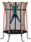 HOMCOM Trampolino Elastico per Bambini 3-10 Anni con Ingresso a Cerniera e Pali Imbottiti, Tappeto Elastico in Acciaio, PP e EPE, Ø163.5x190 cm, Rosso