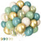 Luftballon Salbeigrün Blau, 60 Stück Retro Slate Blau Pastell Sage Grün Weiß Sand Ballons mit Metallic Gold Konfetti Geburtstag Ballon für Boho Geburtstagsdeko Babyparty Hochzeit Verlobung Party Deko