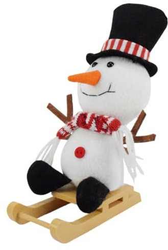 Sxmrmnx Schneemann-Spielzeug, Cartoon-Miniatur, Schneemann auf Schlitten, Puppe, Weiches Weihnachtsspielzeug, Zubehör, Sammlerpuppen für die Feiertage