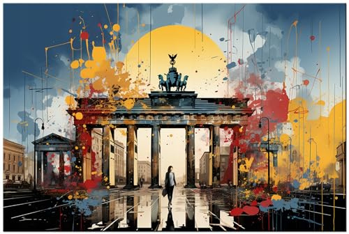 Printonia Wandbild m Leinwandgemalde Bild Leinwandbild Berlin Panorama Berlin Brandenburger Tor Warhol Style