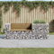 Fasba Gartenbank, Sitzbank mit Blumenkasten Gabionen, Gabionenbank für Garten Terrasse, Drahtkorb Steinkorb Bank, 192 x 71 x 65,5 cm Kiefernholz Imprägniert