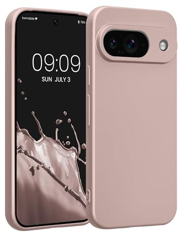 kwmobile Case Compatible with Google Pixel 9 Case - Soft TPU Back Phone Cover - with Metallic Look - Metallic Arctic Berry
