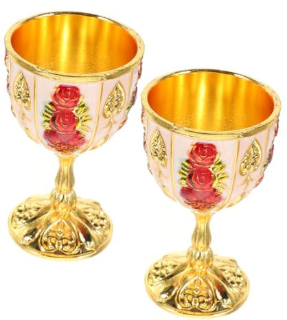 Alipis 2 Piezas Vaso de cóctel anti-caza fiesta taza de bebida reutilizable copa de vino vaso de whisky retro Taza de metal copa de licor retro planchar rojo
