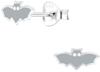 Monkimau Mädchen Ohrringe Bat | Ohrstecker aus 925 Sterling Silber | Kinderohrringe hypoallergen