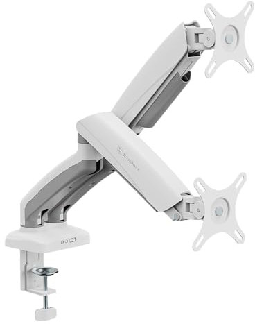 Silverstone SST-ARM26 - Braccio doppio per monitor con molle meccaniche e armatura in plastica, compatibile con monitor fino a 32 di dimensioni e 9 kg di peso, VESA