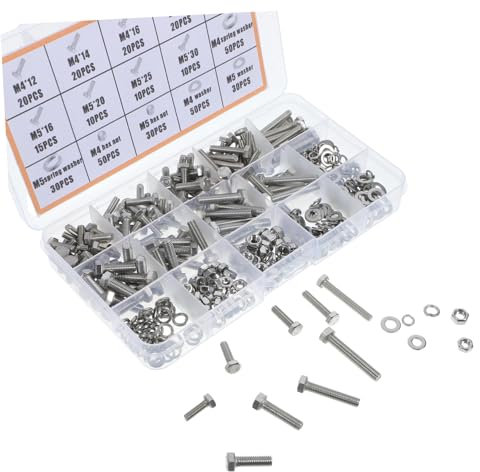 FUNOMOCYA Set 375 Pezzi Bulloni Rondelle E Riparazione Rondelle Piatte E Bulloni Ferramenta Per Per Macchine Kit Con Chiave Fissaggio Bulloni Rotondi