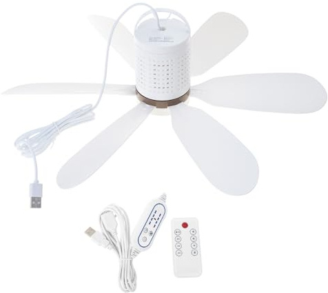 BRABOSTON Ventilateur de bureau de 40 cm alimenté par USB avec minuteries à distance, crochet de montage réglable, refroidissement silencieux pour intérieur et extérieur