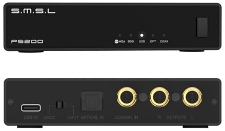 SMSL PS200PRO ES9039Q2M HiFi DAC, DSD512 PCM 32Bit/768kHz Digital to Analog Audio Converter, USB/Optical/Coaxial to Stereo RCA Output, MQA/MQA-CD Audio DAC for PC/Phone/PS5/Switch/Amp