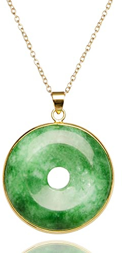 Grüne Jade Glück Glück Anhänger Halskette, Natural Jade Achate Kristall handgefertigt viel Glück mit Geschenk Schmuck Schmuck