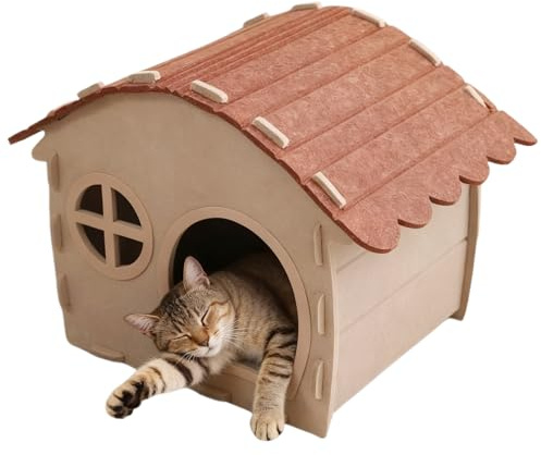 Katzenhaus - 20 cm Haustierhütte Kuschelhöhle Kuschelhöhle | Wetterfestes Katzenhaus Outdoor für kleine und mittlere Katzen Hof, Gartenveranda