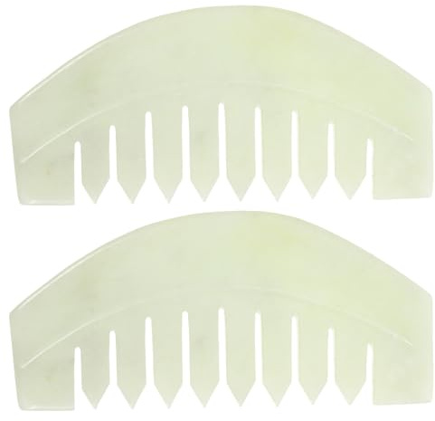 2 Stück Jade Haarkamm für Kopfhautmassage und Haarpflege | Handmassagegerät mit Gua Sha Technik, Stilvolles Design, für Frauen und Männer