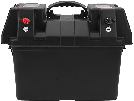 MasYosh Trolling Motor Battery Box, 12V Portable Power Center with Digital Voltage Meter Dual USB Sockets, for RV SUV ATV Truck Motorcycle Camping